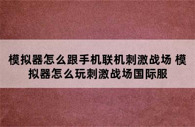 模拟器怎么跟手机联机刺激战场 模拟器怎么玩刺激战场国际服